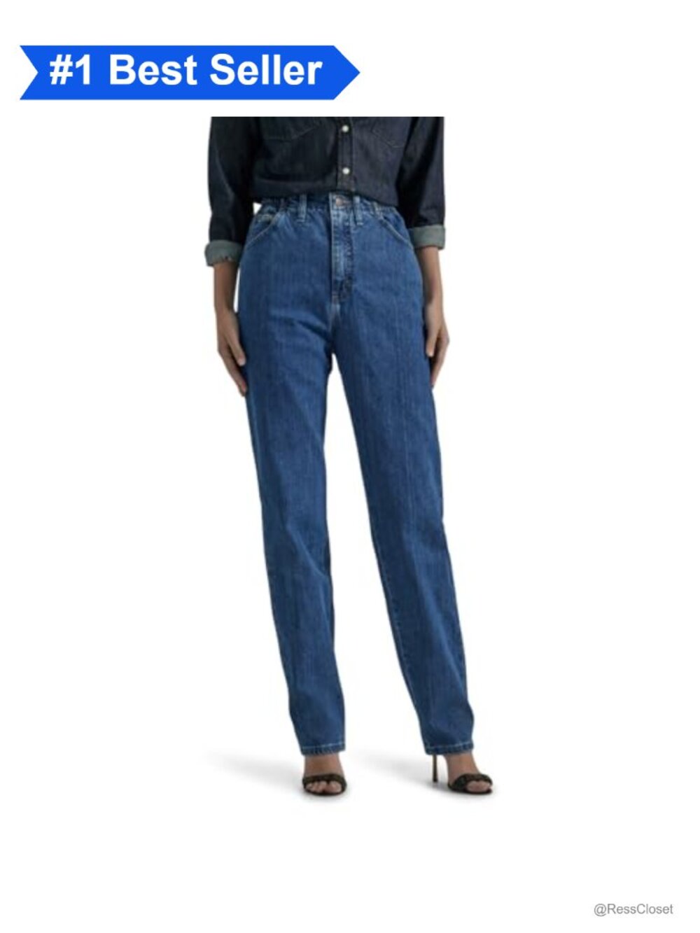 Relaxed Fit Side Elastic Tapered Leg Jeans Cotton Blend Mid Rise
